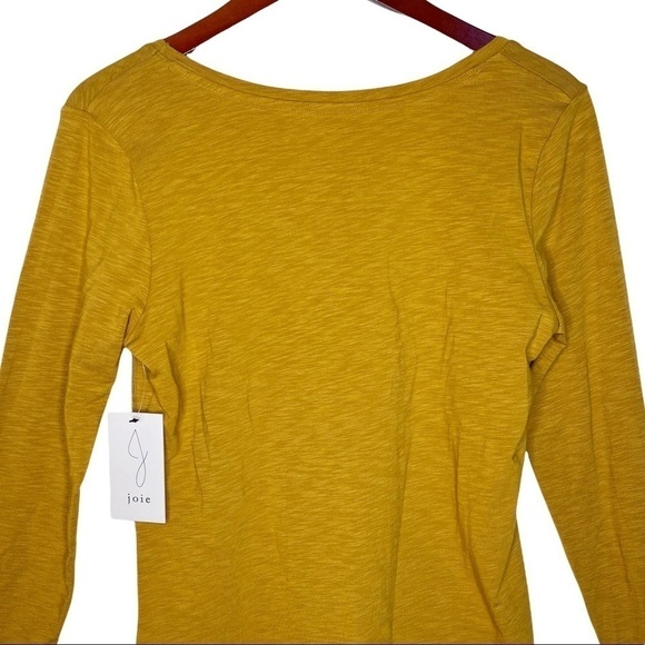 JOIE NWT Scoop Neck Modal Cotton Long Sleeve Top Size Medium in Heather Mustard - Picture 7 of 13